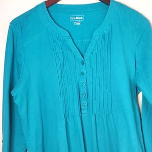 LL bean teal button down detail blouse